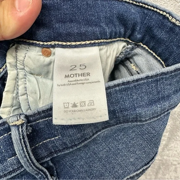 Mother The Dazzler Ankle Fray Mid Rise Distressed Jeans Size 25 Weekend Warrior - Picture 3 of 12